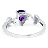 Leaf Style Pear Natural Stone Beaded Ring