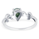 Leaf Style Pear Natural Stone Beaded Ring