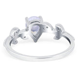 Leaf Style Pear Natural Stone Beaded Ring