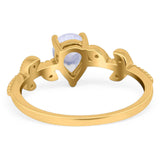 Leaf Style Pear Natural Stone Beaded Ring