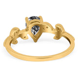 Leaf Style Pear Natural Stone Beaded Ring