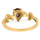 Leaf Style Pear Natural Stone Beaded Ring