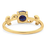 Round Natural Stone Leaf Style Ring