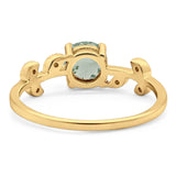 Round Natural Stone Leaf Style Ring