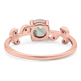 Round Natural Stone Leaf Style Ring