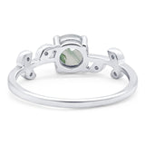 Round Natural Stone Leaf Style Ring