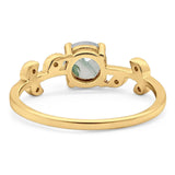 Round Natural Stone Leaf Style Ring