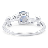 Round Natural Stone Leaf Style Ring