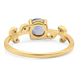 Round Natural Stone Leaf Style Ring