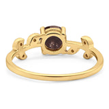 Round Natural Stone Leaf Style Ring