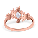 Floral Oval Natural Stone Wedding Ring