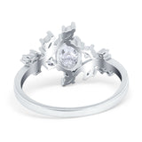 Floral Oval Natural Stone Wedding Ring