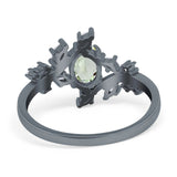 Floral Oval Natural Stone Wedding Ring