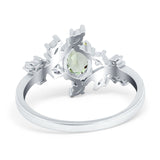 Floral Oval Natural Stone Wedding Ring