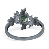 Floral Oval Natural Stone Wedding Ring