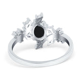 Floral Oval Natural Stone Wedding Ring
