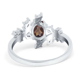 Floral Oval Natural Stone Wedding Ring