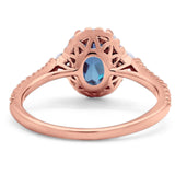 Art Deco Oval Natural Stone Halo Ring