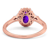 Art Deco Oval Natural Stone Halo Ring