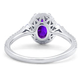 Art Deco Oval Natural Stone Halo Ring