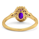 Art Deco Oval Natural Stone Halo Ring