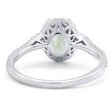 Art Deco Oval Natural Stone Halo Ring