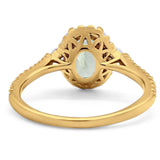 Art Deco Oval Natural Stone Halo Ring