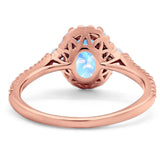 Art Deco Oval Natural Stone Halo Ring