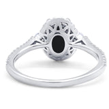 Art Deco Oval Natural Stone Halo Ring