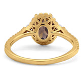 Art Deco Oval Natural Stone Halo Ring