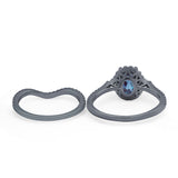 Two Piece Oval Natural Stone Bridal Ring