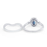 Two Piece Oval Natural Stone Bridal Ring