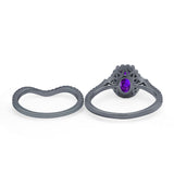 Two Piece Oval Natural Stone Bridal Ring