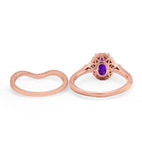 Two Piece Oval Natural Stone Bridal Ring