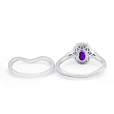 Two Piece Oval Natural Stone Bridal Ring