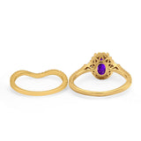 Two Piece Oval Natural Stone Bridal Ring