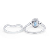 Two Piece Oval Natural Stone Bridal Ring