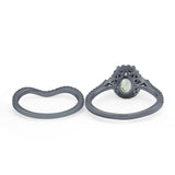 Two Piece Oval Natural Stone Bridal Ring