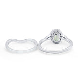Two Piece Oval Natural Stone Bridal Ring
