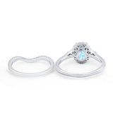 Two Piece Oval Natural Stone Bridal Ring
