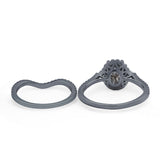 Two Piece Oval Natural Stone Bridal Ring