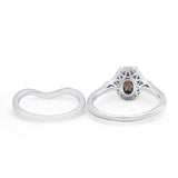 Two Piece Oval Natural Stone Bridal Ring
