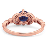 Art Deco Round Natural Stone Leaf Style Ring