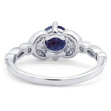 Art Deco Round Natural Stone Leaf Style Ring