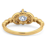 Art Deco Round Natural Stone Leaf Style Ring