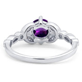 Art Deco Round Natural Stone Leaf Style Ring