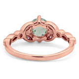 Art Deco Round Natural Stone Leaf Style Ring