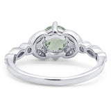 Art Deco Round Natural Stone Leaf Style Ring