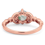 Art Deco Round Natural Stone Leaf Style Ring
