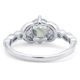 Art Deco Round Natural Stone Leaf Style Ring